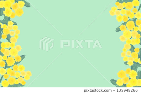 手繪含羞草左右框_綠色背景_橫向 手繪含羞草左右框_綠色背景_橫向 135949266