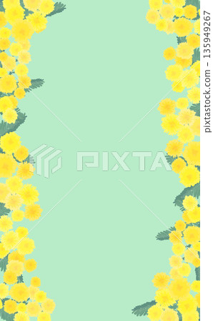 手繪含羞草左右框_綠色背景_垂直版 手繪含羞草左右框_綠色背景_垂直版 135949267