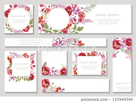 花卉矢量卡套裝 花卉矢量卡套裝 135949394
