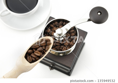 Coffee beans and mills Coffee beans and mills 135949532