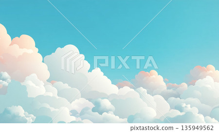 美麗的蓬鬆積雨雲插畫背景 135949562