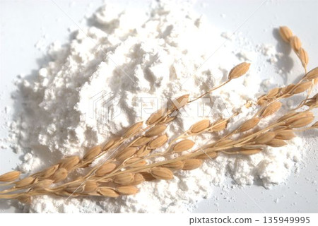 Rice flour and rice ear Rice flour and rice ear 135949995