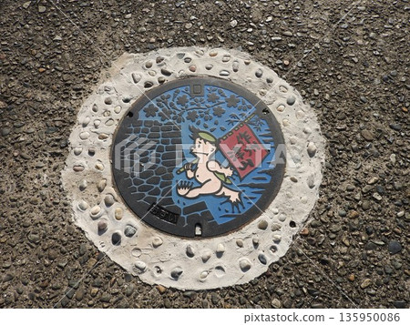 Design manhole cover from Tsuyama City, Okayama Prefecture (Tsuyama City's mascot: Gongo (Kappa)) Design manhole cover from Tsuyama City, Okayama Prefecture (Tsuyama City's mascot: Gongo (Kappa)) 135950086