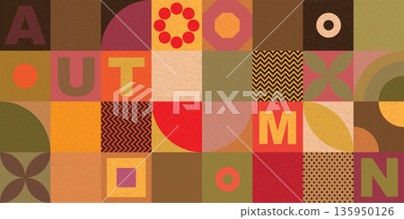 Abstract geometric mosaic pattern decorative ornament autumn concept background vector illustration. Abstract geometric mosaic pattern decorative ornament autumn concept background vector illustration. 135950126