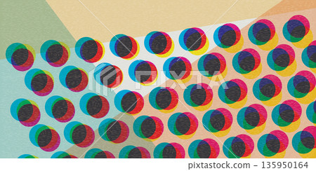 Silk screen dots vivid colors transparent with riso print effect vector illustration. Colorful graphic elements retro risograph technique. Silk screen dots vivid colors transparent with riso print effect vector illustration. Colorful graphic elements retro risograph technique. 135950164