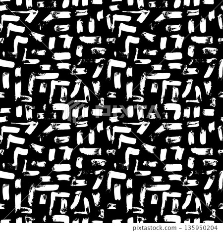 Grunge Dry Brush Strokes Seamless Pattern 135950204