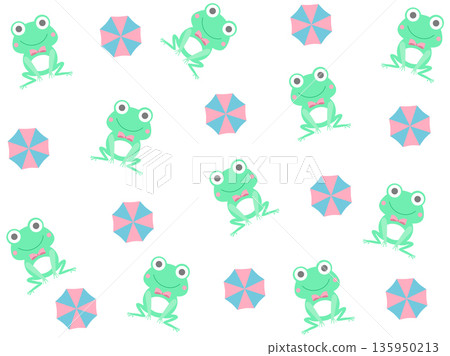 可愛的青蛙和雨傘壁紙背景 135950213