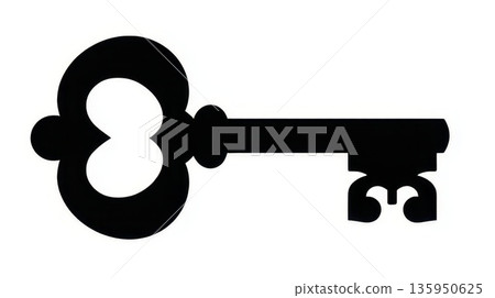 Key symbol for unlocking doors Key symbol for unlocking doors 135950625
