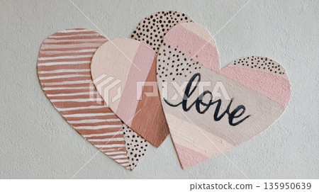 Hearts with love on a wall 135950639