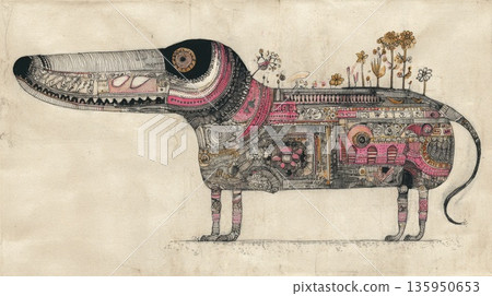 Dog shows creative design in art 135950653