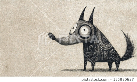 Unique dog character with patterns Unique dog character with patterns 135950657