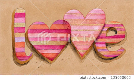 Hearts in love letters Hearts in love letters 135950663
