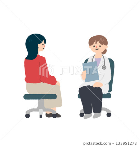 Doctor and female patient examination/medical consultation illustration 135951278