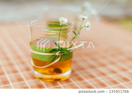 Herbal Tea Served in Clear Glasses Herbal Tea Served in Clear Glasses 135951766