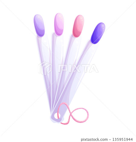 A palette of nail colors. Icon on a white background. The concept of beauty and nail design. Isolated vector illustration for the design of printed publications, banners, postcards, brochures, flyers 135951944