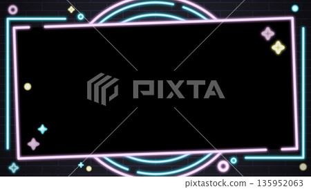 A cute neon light-style background frame with sparkles scattered throughout A cute neon light-style background frame with sparkles scattered throughout 135952063