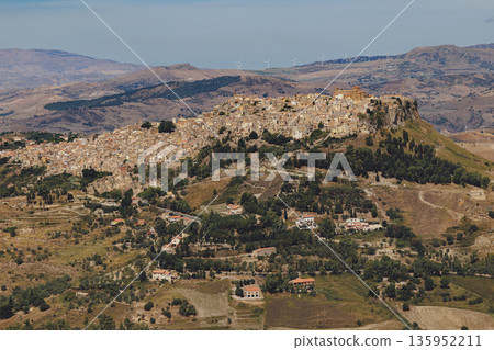 View at Calascibetta, Sicily, Italy taken from Enna View at Calascibetta, Sicily, Italy taken from Enna 135952211