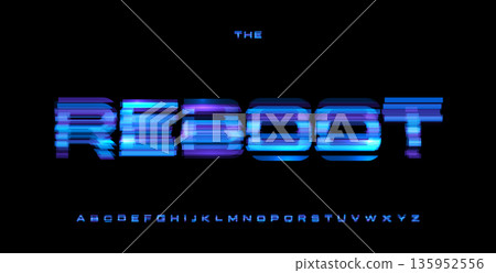 Reboot Digital Noice Font Logo Alphabet Vector Glitch Letters Set Modern Typography, Creative Typographic Design for Play Button, Game UI Headline, Display Fonts. Vector Typeface Reboot Digital Noice Font Logo Alphabet Vector Glitch Letters Set Modern Typography, Creative Typographic Design for Play Button, Game UI Headline, Display Fonts. Vector Typeface 135952556
