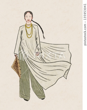 retro woman in traditional clothing retro woman in traditional clothing 135953041