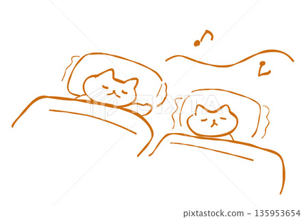Illustration of kittens taking a nap at a nursery school Illustration of kittens taking a nap at a nursery school 135953654