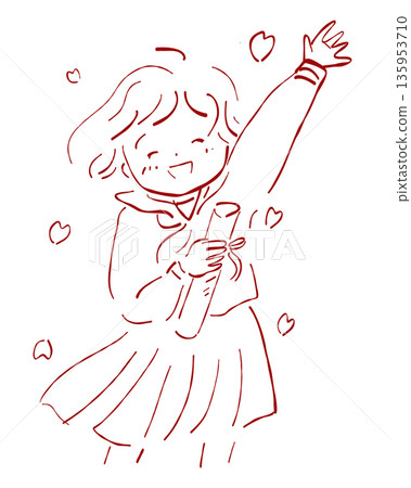 Illustration of a student happy to hold a diploma Illustration of a student happy to hold a diploma 135953710