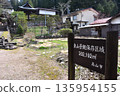 Old townscape of Takayama City, Gifu Prefecture, Japan. Temple and old houses on the Higashiyama Promenade. Sign for the Higashiyama Landscape Preservation Area. 135954155