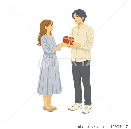 Couples exchanging gifts Couples exchanging gifts 135955447