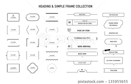 Simple decorative set of black and white headings, labels and frames Vector Simple decorative set of black and white headings, labels and frames Vector 135955655