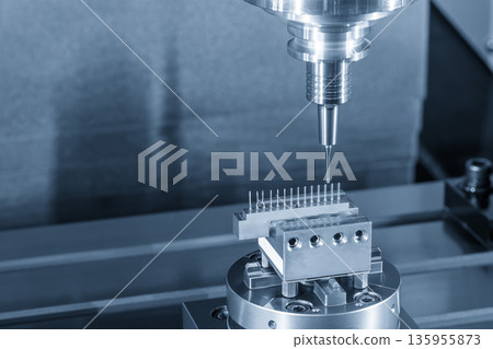CNC Milling Machine Cutting Copper Electrode with Ball Nose End Mill CNC Milling Machine Cutting Copper Electrode with Ball Nose End Mill 135955873