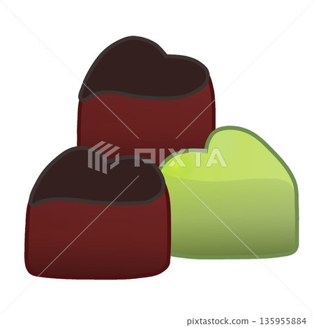 一塊心形巧克力的插圖 135955884