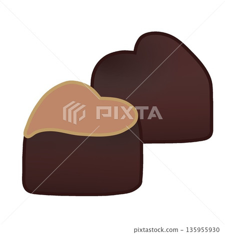 Illustration of a block of heart-shaped chocolate Illustration of a block of heart-shaped chocolate 135955930