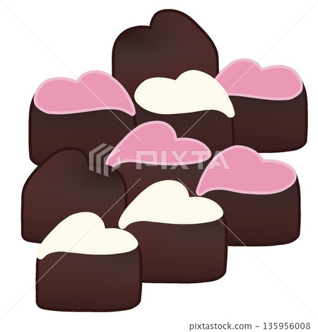 Illustration of a block of heart-shaped chocolate Illustration of a block of heart-shaped chocolate 135956008