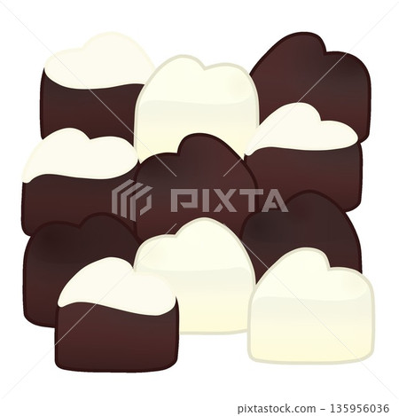 Illustration of a block of heart-shaped chocolate 135956036