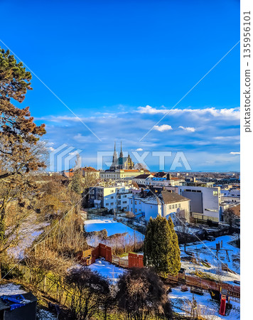 Winter cityscape of Brno, Czech Republic, with the Cathedral of St. Peter and Paul. Winter cityscape of Brno, Czech Republic, with the Cathedral of St. Peter and Paul. 135956101