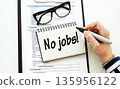 NO JOBS text written by business woman in her diary on office deskBusiness concept 135956122