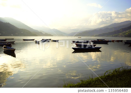 Evening view of Phewa Lake, Pokhara 1 135956480