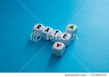 Interest rate trending up or down concept Interest rate trending up or down concept 135956570