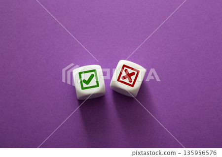 Choosing between yes and no options with icons 135956576