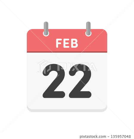 February 22nd, FEB 22 daily calendar icon - Simple red English calendar for 2/22 February 22nd, FEB 22 daily calendar icon - Simple red English calendar for 2/22 135957048