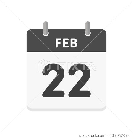 2月22日,2月22日每日日曆圖示 - 簡潔的黑白英文日曆(2月22日) 2月22日,2月22日每日日曆圖示 - 簡潔的黑白英文日曆(2月22日) 135957054