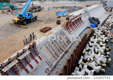 Repair work site at the Kawauchi River Mouth Bridge 135957741