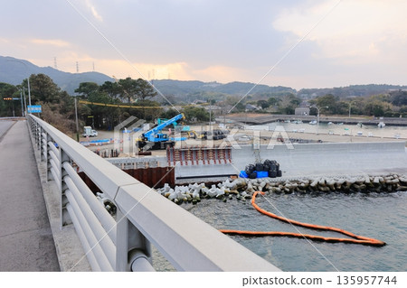 Repair work site at the Kawauchi River Mouth Bridge 135957744