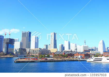 Scenery of Yokohama Red Brick Warehouse and Landmark Tower, Yokohama City, Kanagawa Prefecture 135957910