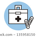 Bandages and first aid kit. Medical kit. 135958150