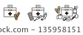 First aid kit icon set. Medical kit for hospitals, nurses, etc. 135958151