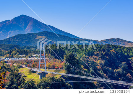 Kuju“夢想”大型吊橋和秋天的落葉 135958194