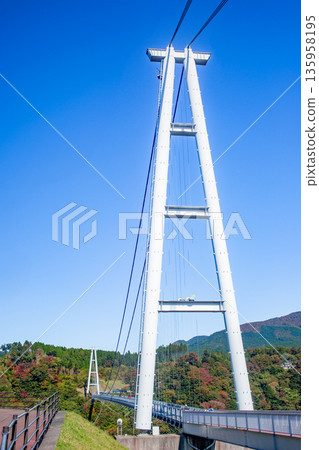 Kuju“夢想”大型吊橋和秋天的落葉 135958195