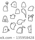 Set of Cute ghost doodle hand drawing, Vector for Halloween 135958428