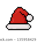 Santa hat for Christmas, icon in 8 bit style 135958429