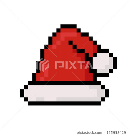 Santa hat for Christmas, icon in 8 bit style 135958429